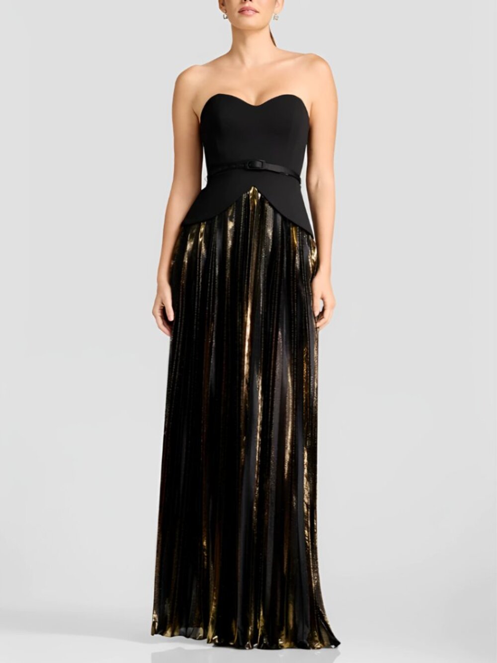 Dress the Population Triston Maxi Dress Gown XSmall/Large Black/Gold Evening
